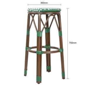 Bolero Parisian Style PE Rattan Bar Stools Green Dot Mix (2 Pack)