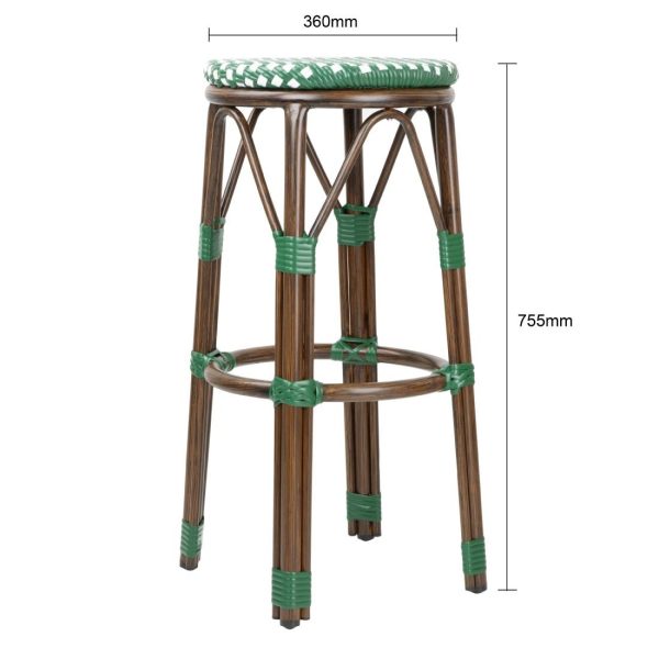 Bolero Parisian Style PE Rattan Bar Stools Green Dot Mix (2 Pack)