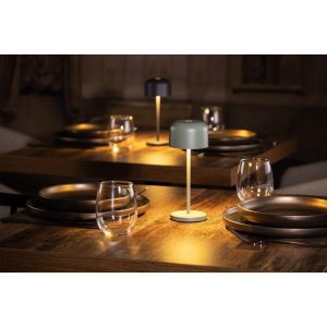 Olympia Siena Table Lamp Round Dome Sage 200mm