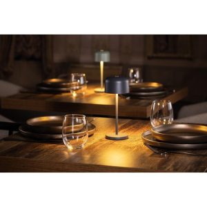 Olympia Siena Table Lamp Round Dome Grey 200mm