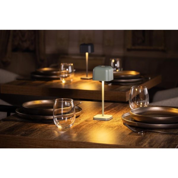 Olympia Lucca Table Lamp Squared Dome Sage 200mm