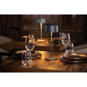 Olympia Siena Table Lamp Round Dome Grey 300mm