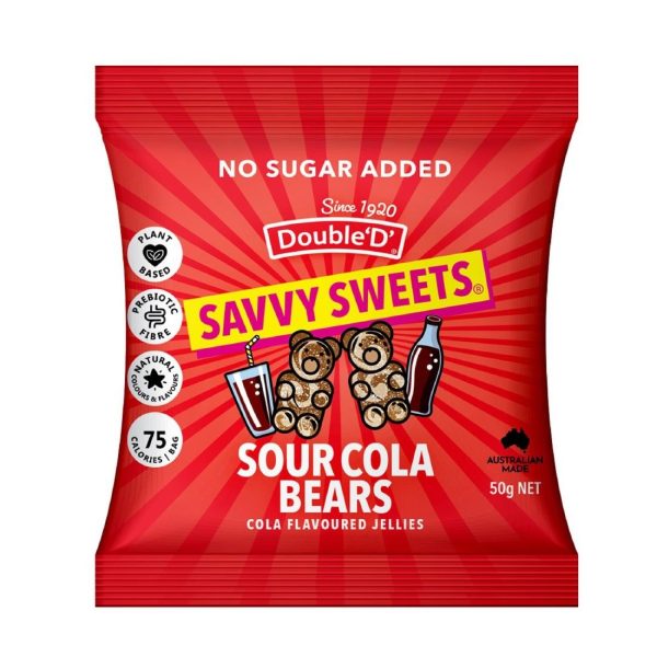 Savvy Sweets Sour Cola Bears 50g (Pack of 12)
