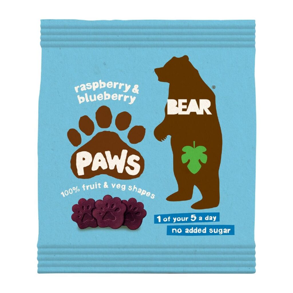BEAR Paws Fruit Shapes – Arctic Raspberry & Blueberry 20g (Pack of 18)