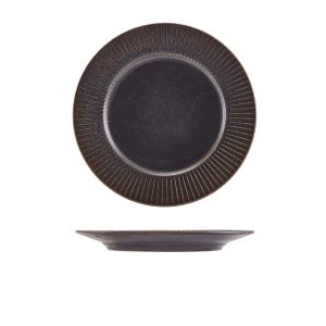 Terra Porcelain Black Fluted Winged Plate 21cm