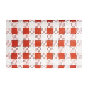 Fiesta Compostable Red Gingham Greaseproof Sheets 310x190mm (200 Pack)