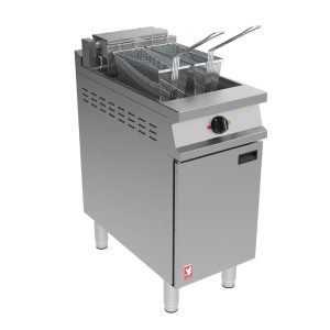 Falcon Dominator Plus E3840F Single Pan Twin Basket Filtration Fryer on Castors