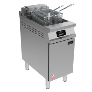 Falcon Dominator Plus E3840FP Single Pan Twin Basket Programmable Electric Filtration Fryer on Feet