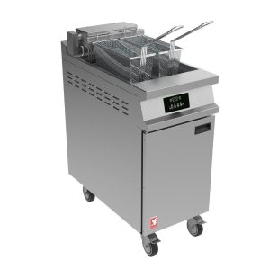 Falcon Dominator Plus E3840FP Single Pan Twin Basket Programmable Electric Filtration Fryer on Castors