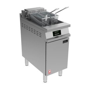 Falcon Dominator Plus E3840P Single Pan Twin Basket Programmable Electric Fryer on Feet