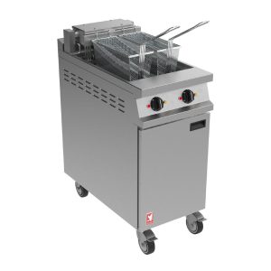 Falcon Dominator Plus E3845 Twin Pan Electric Fryer on Castors