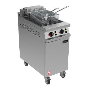 Falcon Dominator Plus E3845X Twin Pan Electric Angel Fryer on Castors
